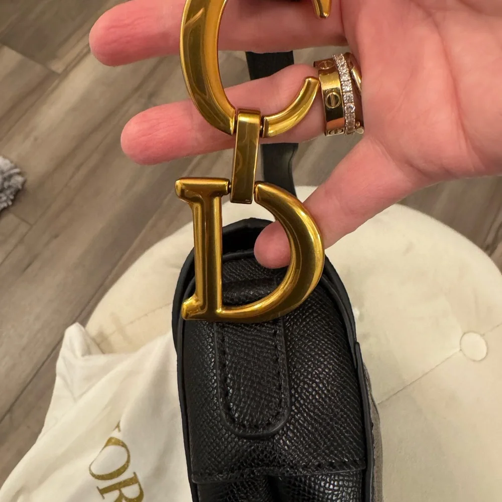 Dior Black Saddle Bag with Gold Details - Picture 7 of 8